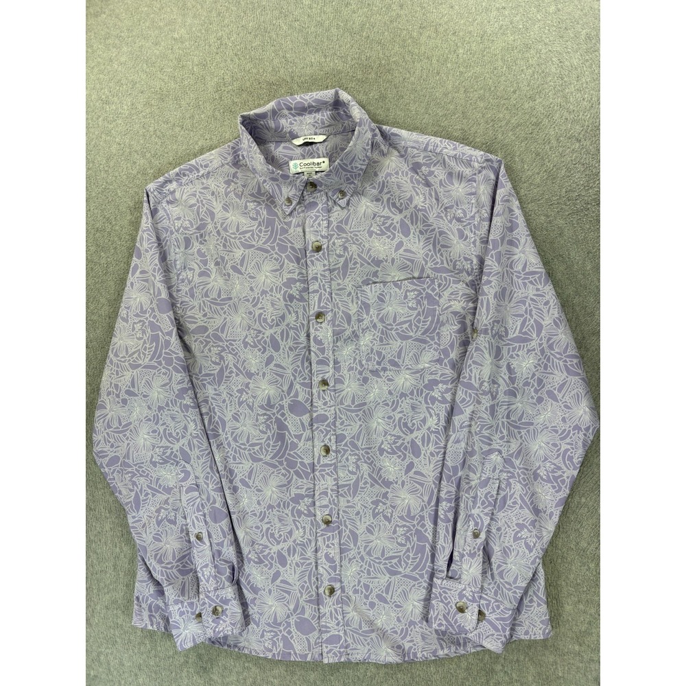 Coolibar UPF 50+ Long Sleeve Button Down Sun Shirt (Men's Large) Purple